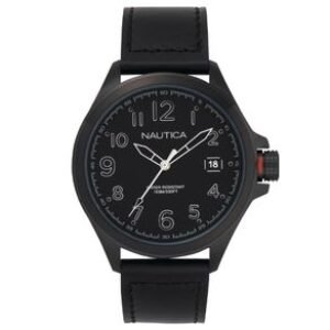 Relógio Nautica Masculino Couro Preto NAPGLP004 10 ATM