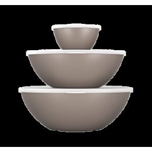 Conjunto 3 peças com tampa Essential 29,8 x 28,5 x 10,7 cm / 250 ml, 2,5 L e 3,5 L - Warm Gray Coza