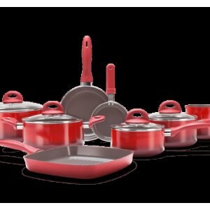 Jogo de Panelas 8 Peças - Ceramic Life Smart Plus Brinox - Vermelho Brinox