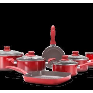 Jogo de Panelas Antiaderente Ceramic Life Easy 7 Peças - Vermelho Brinox