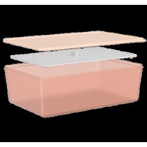 Pote com Grade 4,5l Rosa Blush e Rosa Blush Translúcido Basic Coza 30,8 x 19,3 x 9,7 cm - Rosa Blush e Rosa Blush Translúcido Coza