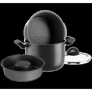 Jogo Cozi Vapore Ø20+Forma Pudim - Brinox - Preto Brinox