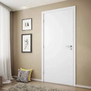 Kit Porta de Madeira Lisa Melamínico com Batente em MDF Ultra Abertura Lado Esquerdo 215cmx84cm Requ