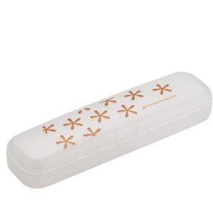 Necessarie Estojo Todas* Seguras ideal para itens de higiene bucal e organizar bolsa e mochila Coza - Natural com detalhes em laranja