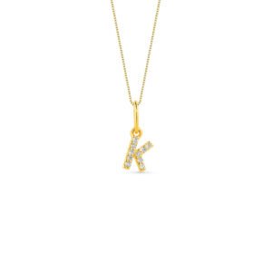 Pingente Letra K Ouro Amarelo e Diamantes