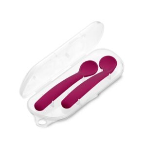 Kit 2 Colheres Rosa Multikids Baby First Bites e Case BB1046