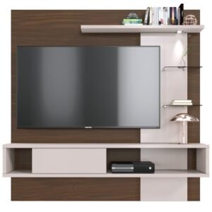 Painel Bancada Tv Até 55 Pol. Nogueira off White Colibri