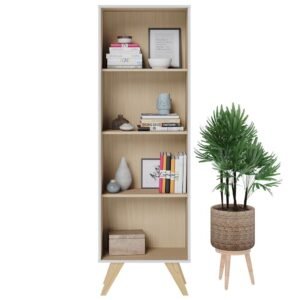 Estante Livreiro Pés Retrô Tag Branco Fosco Tauari Nobre