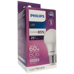 Lâmpada Led Philips Bulbo 9w 806lm E27 Bivolt Branco Neutro