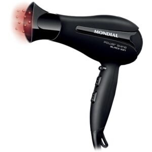 Secador De Cabelos Mondial Power Shine Black Sc-13, 2 Vel, 3 Temp, 1800w, Preto - 110v