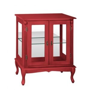 Vitrine Baixa Antique Com 1 Prateleira De Vidro Vermelha