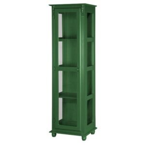 Cristaleira Torre Lateral Com 1 Porta de Vidro e 3 Prateleiras 108 Verde Musgo