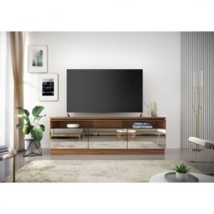 Bancada Rack Colibri Ubatuba Pare Tvs Até 80'' Noce Milano/preto