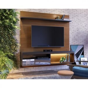 Home Colibri Suspenso Guarujá Para Tv Até 60 Polegadas Noce Milano/Preto Fosco