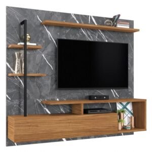 Painel Bancada Suspensa Para Tv Até 58 Pol. Maragogi Grigio/noce Milano - Colibri