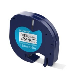 Fita P/ Rotulador Preto Sobre Branco Papel Azul Marinho