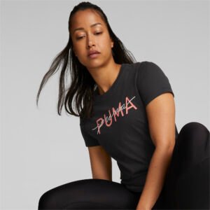 PUMA Camiseta Manga Curta Branded Training Feminina – Cor Preto - Tamanho GG