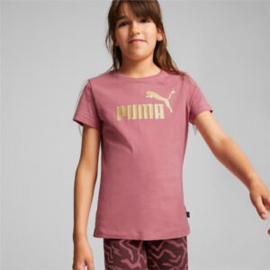 PUMA Camiseta Essentials+ Logo Juvenil – Cor Roxo - Tamanho 12A