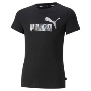 PUMA Camiseta Essentials+ Bloom Logo Juvenil – Cor Preto - Tamanho 6A