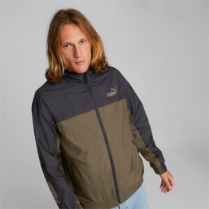 PUMA Jaqueta Windbreaker Colourblock Masculina – Cor Verde - Tamanho GG