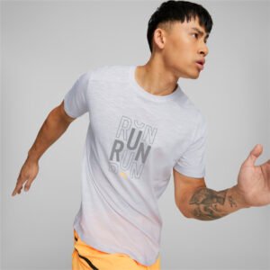 PUMA Camiseta Manga Curta Performance Logo Running Masculina – Cor Branco - Tamanho G