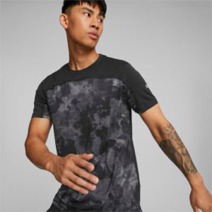 PUMA Camiseta Printed Short Sleeve Running Masculina – Cor Preto - Tamanho EGG