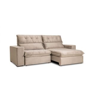 Sofá 3 Lugares Retrátil E Reclinável Flexforma Jazz Veludo Castor 200 Cm