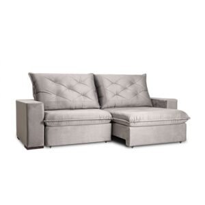 Sofá 4 Lugares Retrátil E Reclinável Flexforma Premier Veludo Cinza 250 Cm