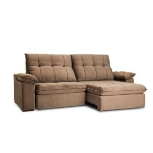 Sofá 3 Lugares Retrátil E Reclinável Com Usb Flexforma Triton Veludo Tabaco 230 Cm