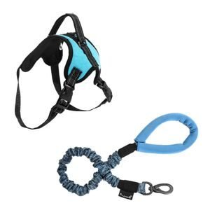 Combo Pet - Guia Antishock Azul e Peitoral Air Pull Azul Mimo