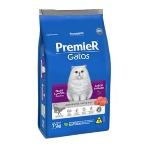 Ração Premier Gatos Adultos Pelos Longos Ambientes Internos Salmão