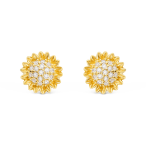 Brinco Life Flor Girassol Com Banho Ouro Amarelo