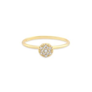 Anel Ouro Amarelo com 6 Pontos de Diamantes