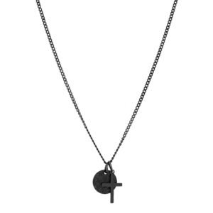 Colar Life Masculino Medalha Aço Preto 60 cm