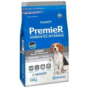 Ração Premier Ambientes Internos Light Cães Adultos Frango e Salmão