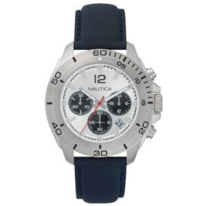 Relógio Nautica Masculino Couro Azul NAPADR001 10 ATM