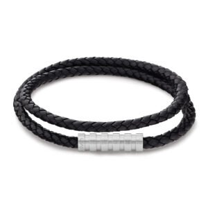 Pulseira Masculina Calvin Klein Couro Preto - 35000093
