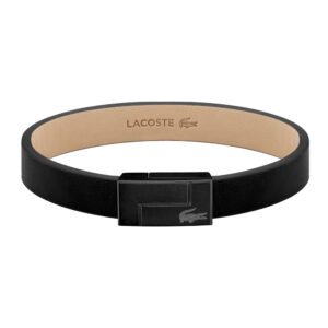 Pulseira Masculina Lacoste Couro Preto - 2040073