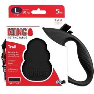 Guia Retrátil Kong Trail Preta para Cachorro 5m