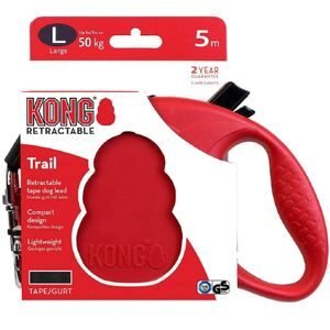 Guia Retrátil Kong Trail Vermelha para Cães até 50kg 5m - P