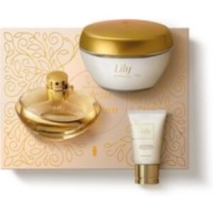 Kit Presente Lily: Eau de Parfum 75ml + Creme Acetinado 250g + Creme de Mãos 50g