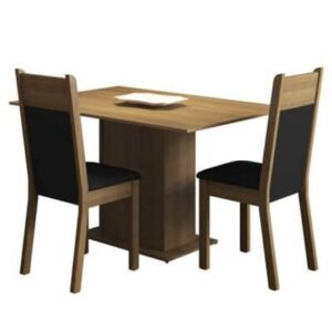 Conjunto Sala De Jantar Madesa Gabi Mesa Tampo De Madeira Com 2 Cadeiras Rustic/Preto/Sintético Preto Marrom