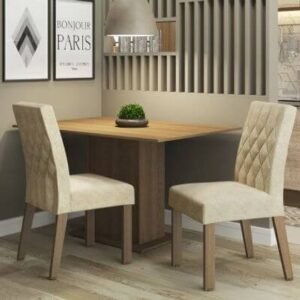 Conjunto Sala De Jantar Madesa Lia Mesa Tampo De Madeira Com 2 Cadeiras Rustic/Imperial Marrom