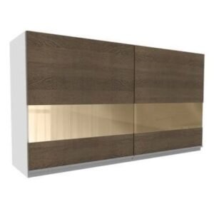 Armário Aéreo Madesa Glamy 120 Cm 2 Portas Com Vidro - Branco/Rustic Branco/Rustic Marrom