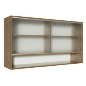 Armário Aéreo Madesa Glamy 2 Portas De Correr De Vidro Boreal E 1 Nicho Rustic Marrom