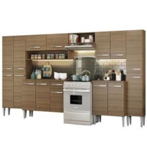 Cozinha Completa Madesa Emilly Joy Com Armário E Balcão 15 Portas 1 Gaveta Rustic Marrom