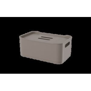 Cesta Grande Com Tampa Warm Gray Fit Coza 30,5 X 18,5 X 12,4 Cm Coza