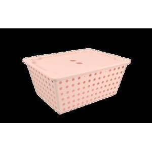 Cesta One Maxi Com Tampa 39 X 30 X 16,8 Cm Rosa Blush Coza Rosa