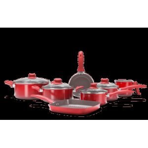 Jogo De Panelas Antiaderente Ceramic Life Easy 7 Peças - Vermelho Brinox Inox