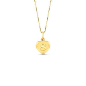 Pingente Coração Letra S Ouro Amarelo e Ouro Branco